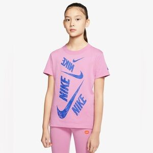 Nike Kids Pink Tee with Blue Graphic